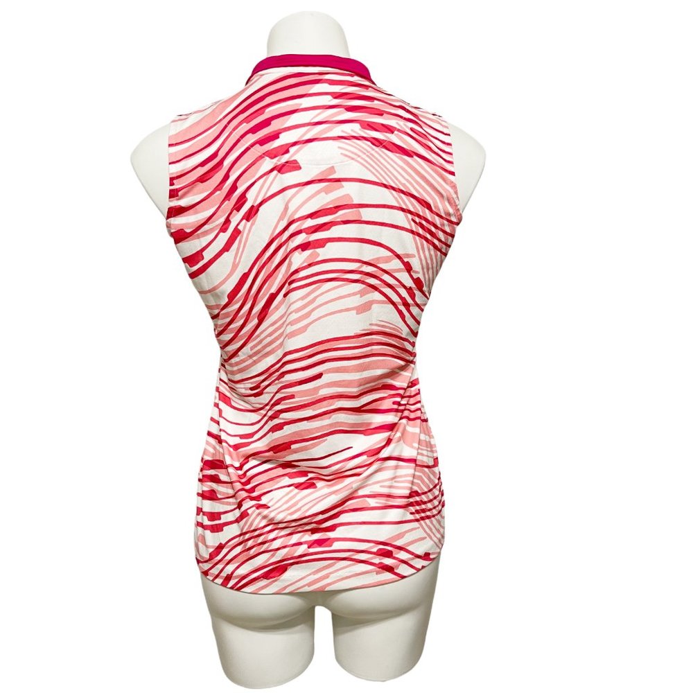 Tail Small White Abstract Striped Sleeveless Golf Tennis Polo - Picture 4 of 7